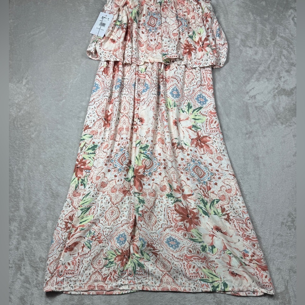 NWT O’Neill Girls Flounce Ruffle Jordan Tank Pink Cream Floral Midi Dress Large - Picture 13 of 16